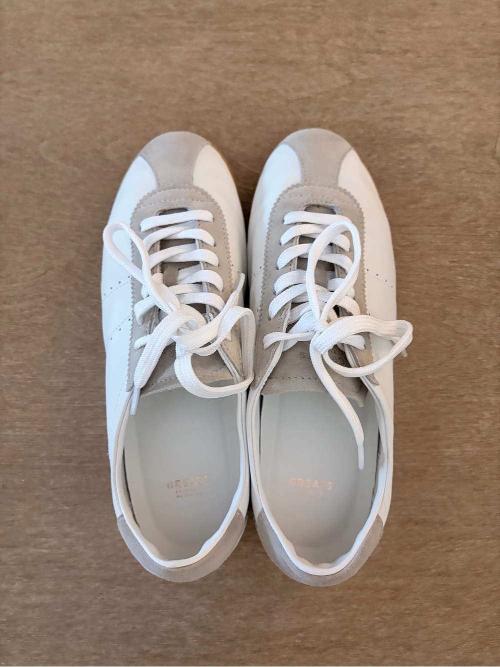Greats Brooklyn white leather and suede sneakers size 8 women’s